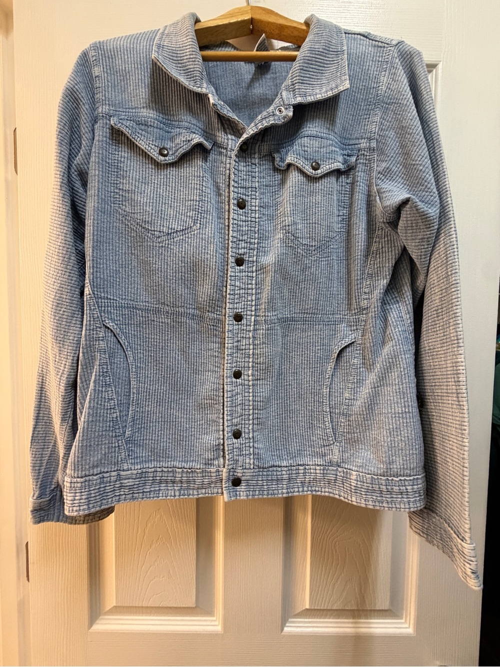 Ezze Wear Cord Cotton Collection Shirt Jacket Blue Size M Snap Button Vintage